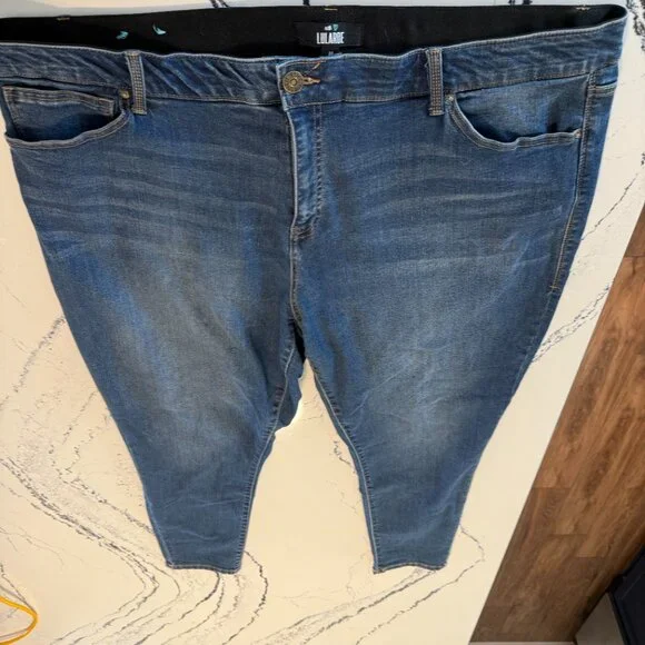 Plus Size Skinny Jeans Lularoe Elastic Waist Deep Blue Stretch Size 24-26 - Picture 3 of 8
